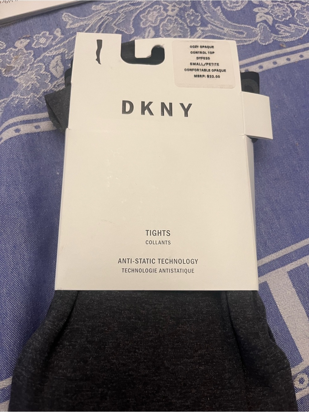 NWT DKNY cozy opaque control top tights charcoal gray